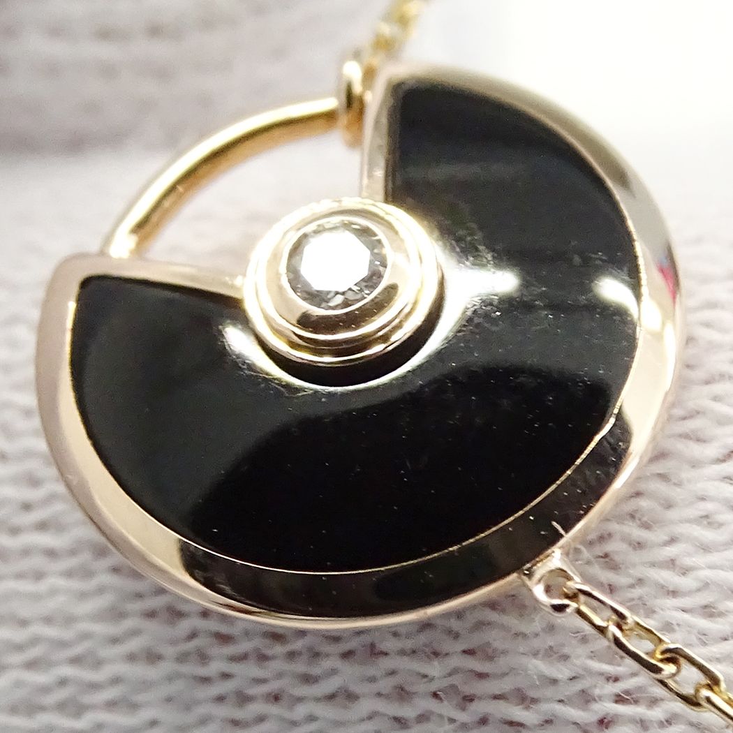 Cartier Bracelet Onyx Diamond Amulet Pink Gold — view 6