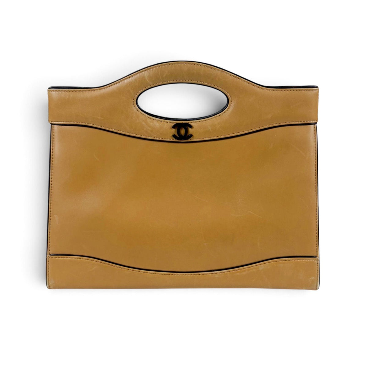 Chanel Coco Top Handle Cutout Tote Bag Beige Lambskin — view 2