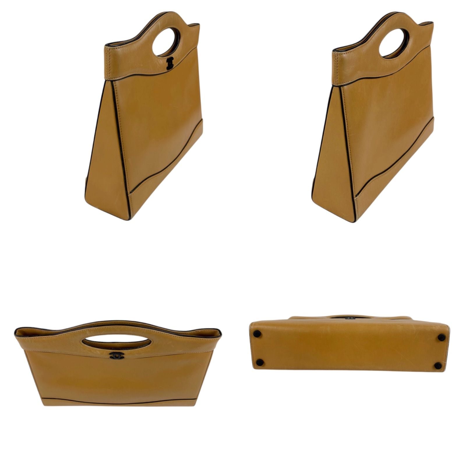 Chanel Coco Top Handle Cutout Tote Bag Beige Lambskin — view 4