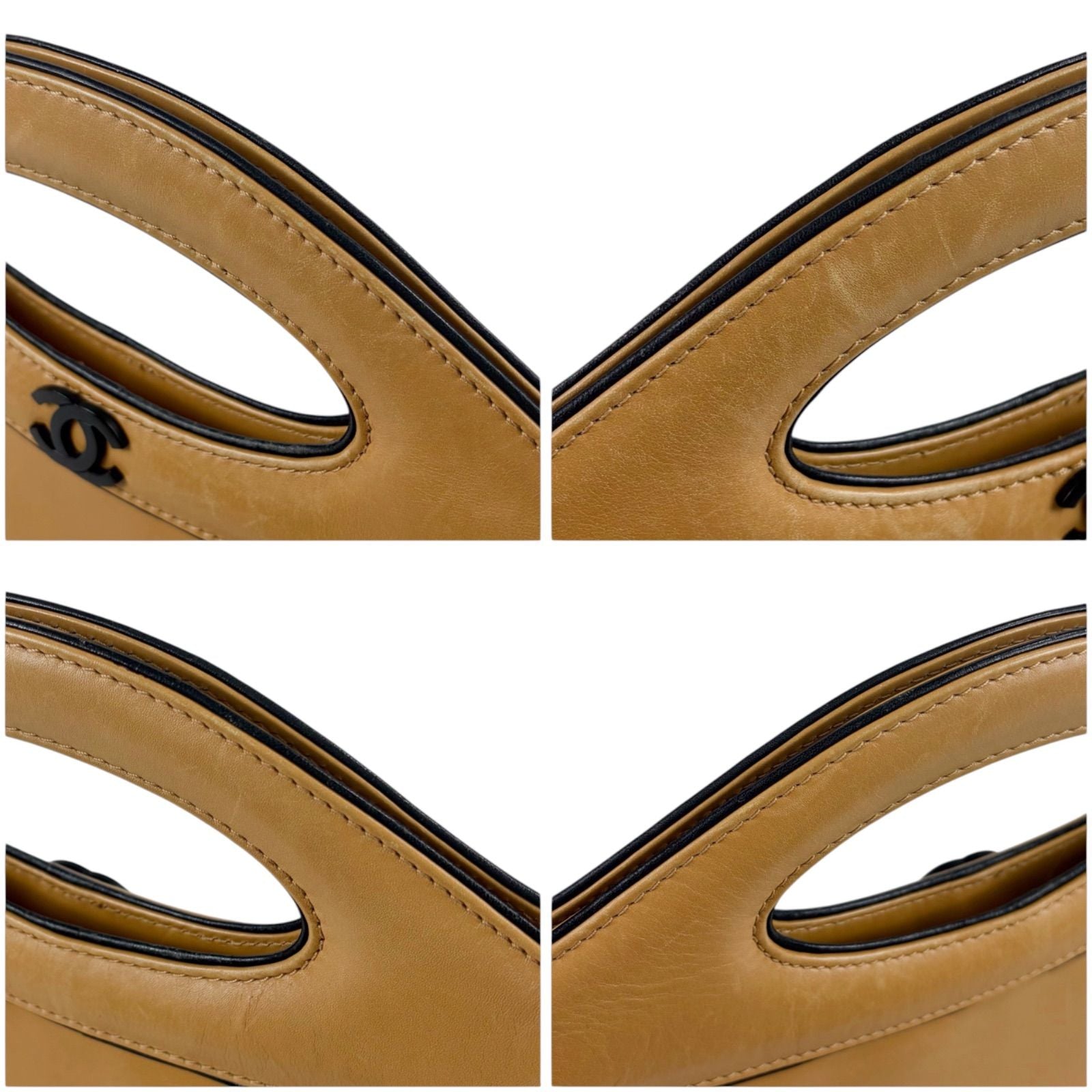 Chanel Coco Top Handle Cutout Tote Bag Beige Lambskin — view 7
