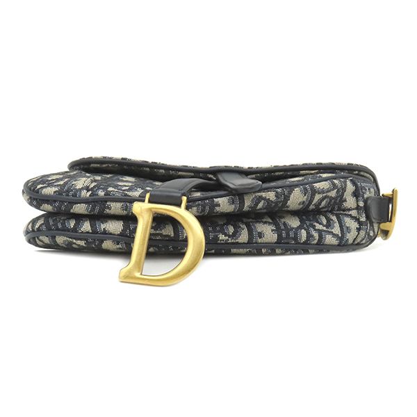 Dior Handle Trotter Saddle Bag Small Canvas Oblique Jacquard Navy Vintage — view 3