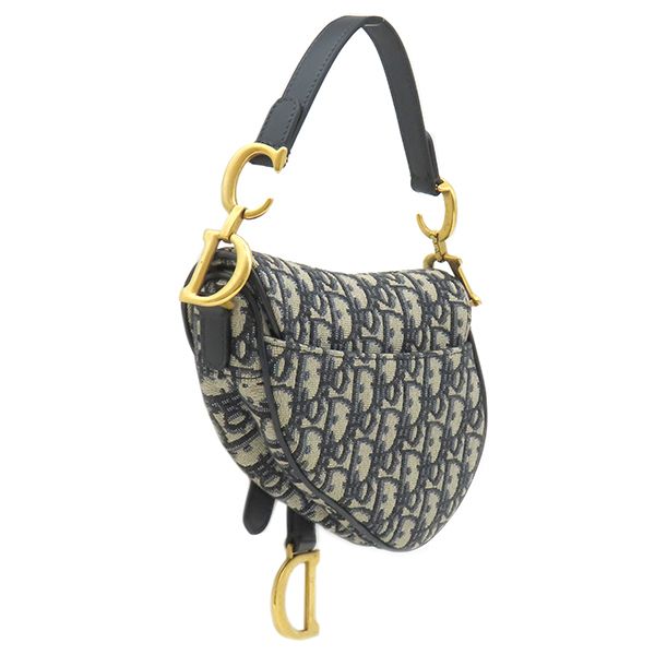 Dior Handle Trotter Saddle Bag Small Canvas Oblique Jacquard Navy Vintage — view 2