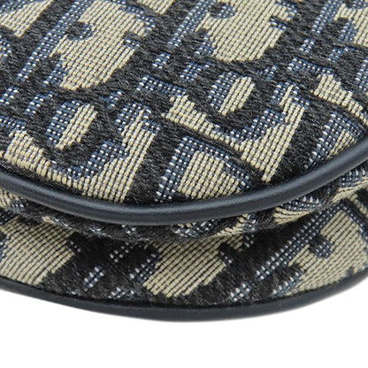 Dior Handle Trotter Saddle Bag Small Canvas Oblique Jacquard Navy Vintage — view 4
