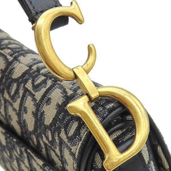 Dior Handle Trotter Saddle Bag Small Canvas Oblique Jacquard Navy Vintage — view 7