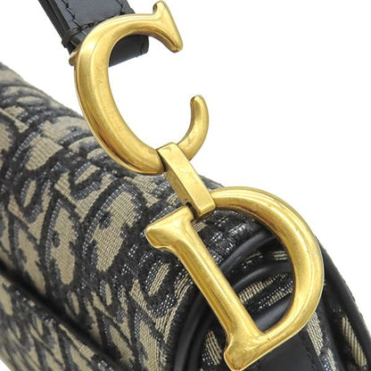 Dior Handle Trotter Saddle Bag Small Canvas Oblique Jacquard Navy Vintage — view 7