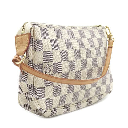 Louis Vuitton Pouch Pochette Soir Damier Azur Canvas Gold Handle — view 2
