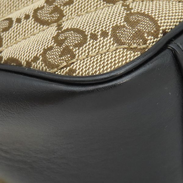 Gucci Shoulder Bag GG Marmont Quilted Canvas Leather Beige Gold Chain — view 4