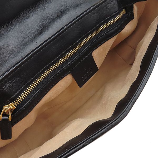 Gucci Shoulder Bag GG Marmont Quilted Canvas Leather Beige Gold Chain — view 7