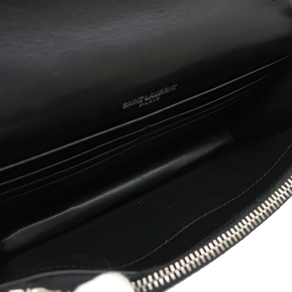 Saint Laurent 2-Way Kate Tassel Chain Wallet Leather Black Silver Shoulder Bag — view 8