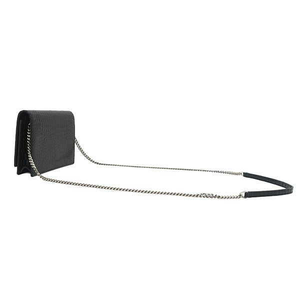 Saint Laurent 2-Way Kate Tassel Chain Wallet Leather Black Silver Shoulder Bag — view 2