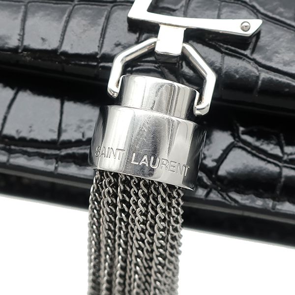Saint Laurent 2-Way Kate Tassel Chain Wallet Leather Black Silver Shoulder Bag — view 6