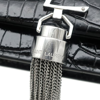 Saint Laurent 2-Way Kate Tassel Chain Wallet Leather Black Silver Shoulder Bag — view 6