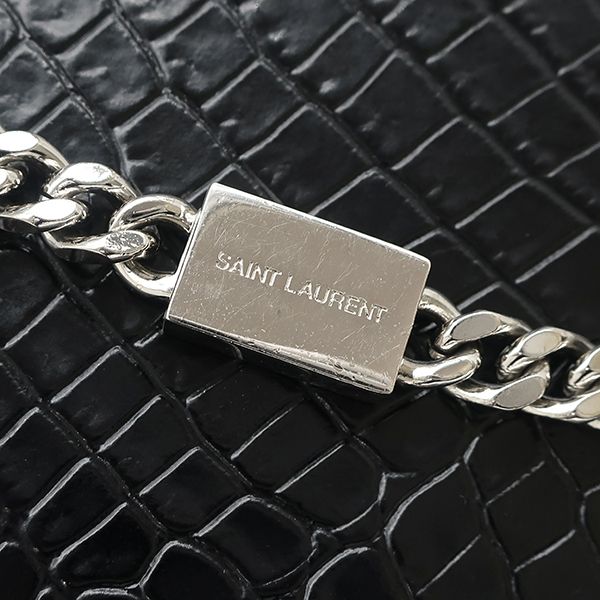 Saint Laurent Shoulder Bag Kate Tassel Chain Leather Black Silver Monogram — view 7