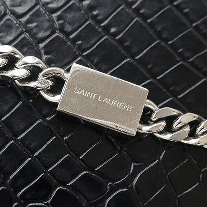 Saint Laurent Shoulder Bag Kate Tassel Chain Leather Black Silver Monogram — view 7