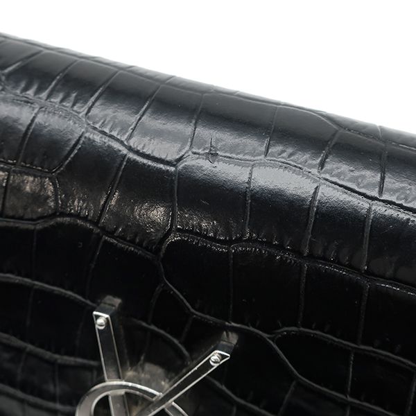 Saint Laurent Shoulder Bag Kate Tassel Chain Leather Black Silver Monogram — view 5