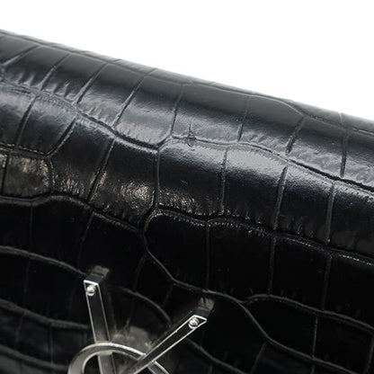 Saint Laurent Shoulder Bag Kate Tassel Chain Leather Black Silver Monogram — view 5