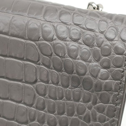 Saint Laurent Shoulder Bag Kate Tassel Chain Leather Gray Silver Monogram — view 8