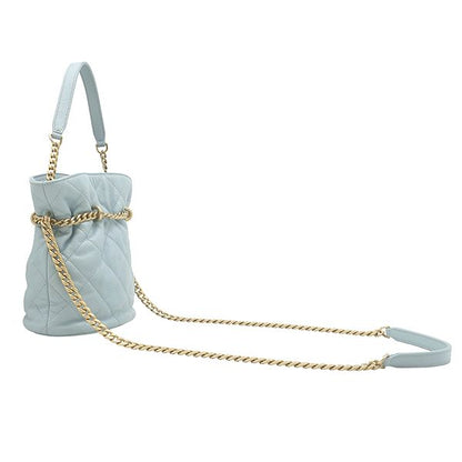 Chanel 2-Way Quilted Mini Bucket Bag Lambskin Light Blue Gold — view 2