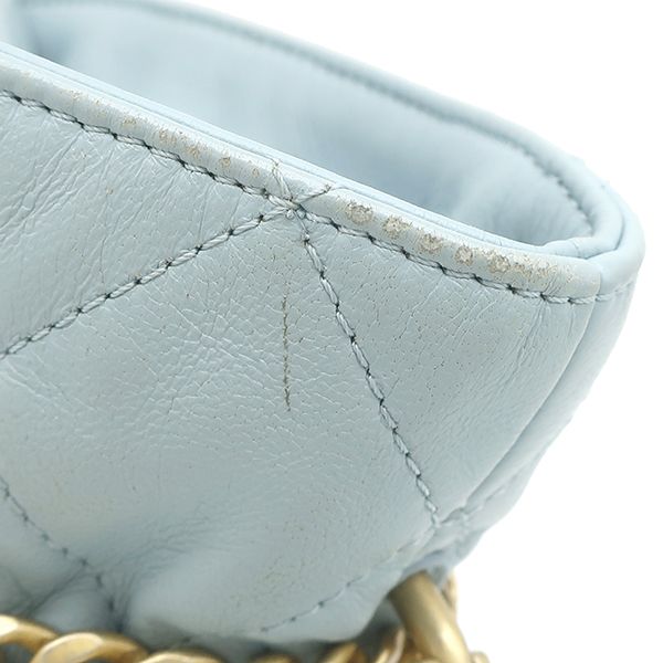 Chanel 2-Way Quilted Mini Bucket Bag Lambskin Light Blue Gold — view 7