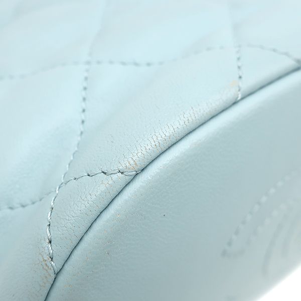 Chanel 2-Way Quilted Mini Bucket Bag Lambskin Light Blue Gold — view 4