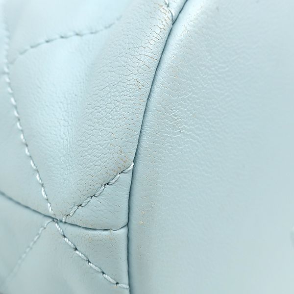 Chanel 2-Way Quilted Mini Bucket Bag Lambskin Light Blue Gold — view 5