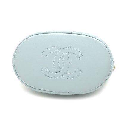 Chanel 2-Way Quilted Mini Bucket Bag Lambskin Light Blue Gold — view 3
