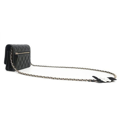 Chanel Chain Wallet Quilted Mini Lambskin Black Gold CC Logo Camellia 31 — view 2