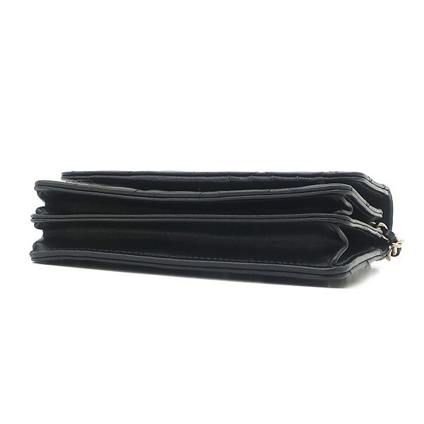 Chanel Chain Wallet Quilted Mini Lambskin Black Gold CC Logo Camellia 31 — view 3
