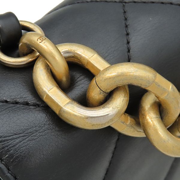 Chanel Shoulder Bag CC Logo Mini Chain Calfskin Black Gold — view 7