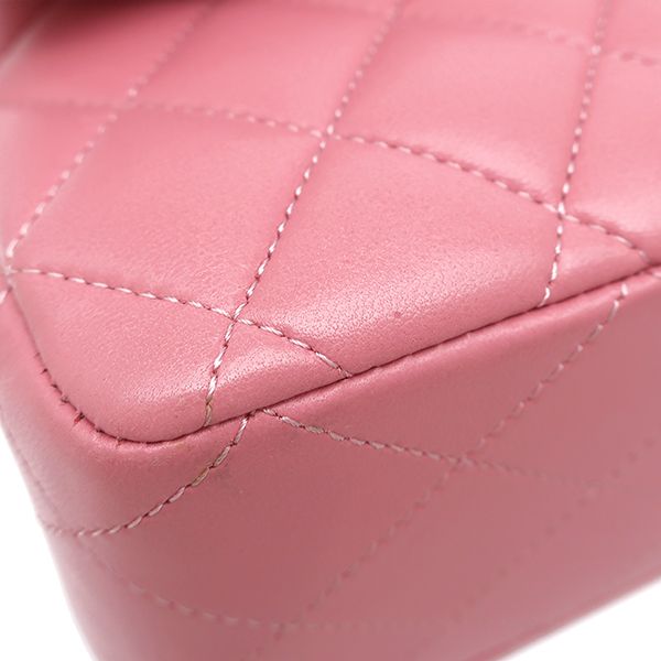 Chanel Shoulder Bag Quilted 25 Chain Lambskin Pink Gold CC Logo Double Flap — view 4