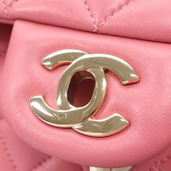 Chanel Shoulder Bag Quilted 25 Chain Lambskin Pink Gold CC Logo Double Flap — view 5