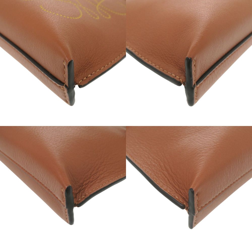 Loewe Anagram T Pouch Leather Brown — view 4