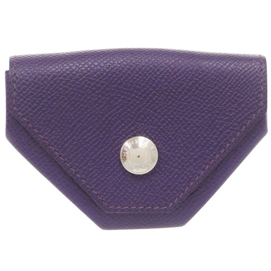 Hermes le Vanquatre Veau Epsom Violet Silver Coin Purse