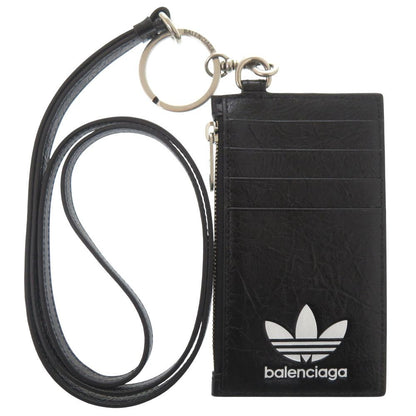 Balenciaga Adidas Collaboration Trefoil Leather Black Wallet on Chain