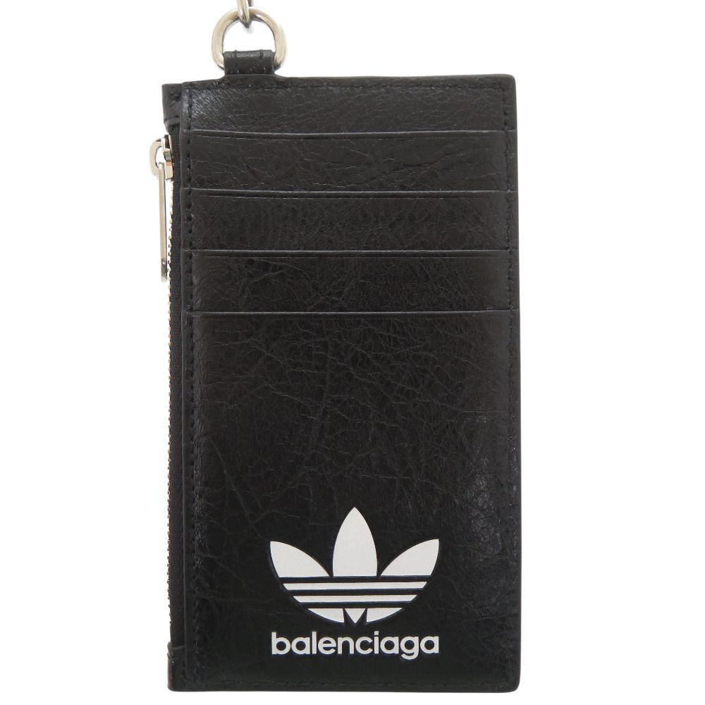 Balenciaga Adidas Collaboration Trefoil Leather Black Wallet on Chain — view 2