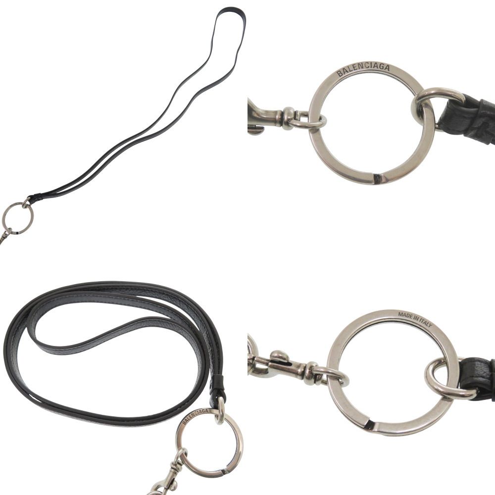 Balenciaga Adidas Collaboration Trefoil Leather Black Wallet on Chain — view 6