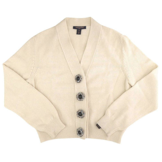 Louis Vuitton Jewel Button Cashmere Wool Ivory Cardigan M