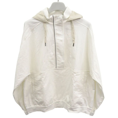 Brunello Cucinelli Half Zip Pullover Nylon Cotton White Hoodie S
