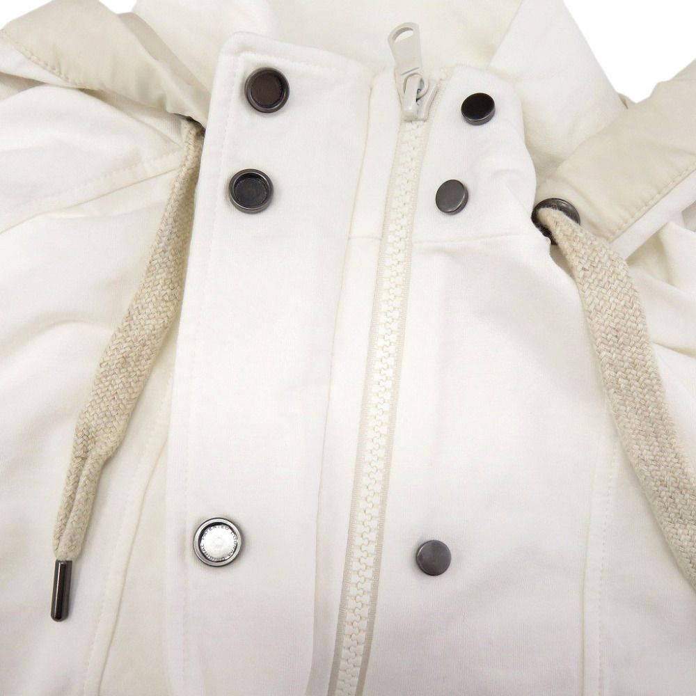 Brunello Cucinelli Half Zip Pullover Nylon Cotton White Hoodie S — view 5