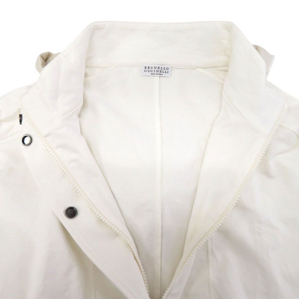 Brunello Cucinelli Half Zip Pullover Nylon Cotton White Hoodie S — view 4