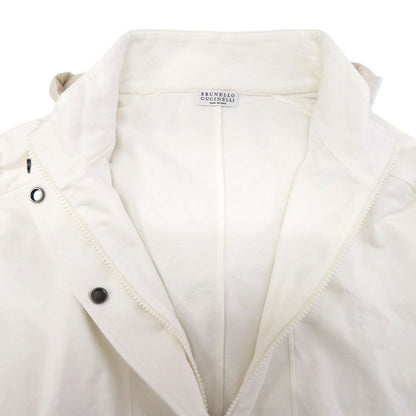 Brunello Cucinelli Half Zip Pullover Nylon Cotton White Hoodie S — view 4