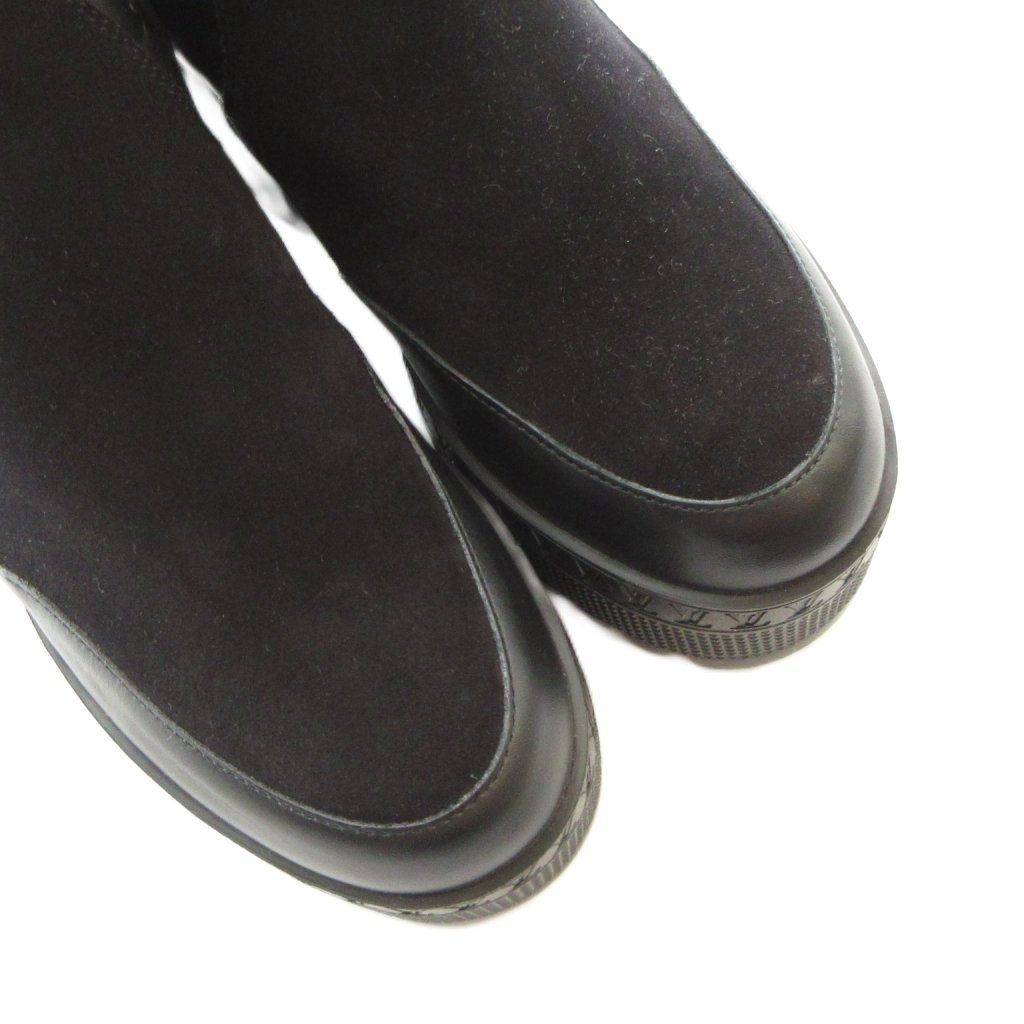 Louis Vuitton Laureate Monogram Boots Short Logo Suede Platform Black — view 3