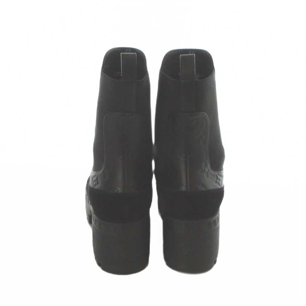 Louis Vuitton Laureate Monogram Boots Short Logo Suede Platform Black — view 4