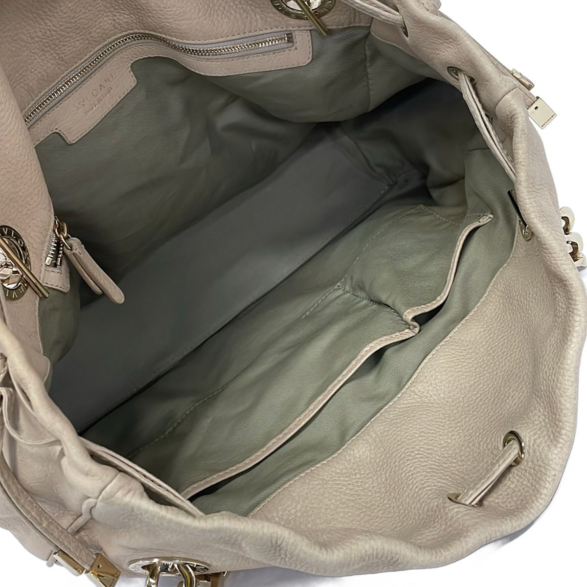 Bvlgari Tote Bag Monete Beige 2-Way Leather — view 7