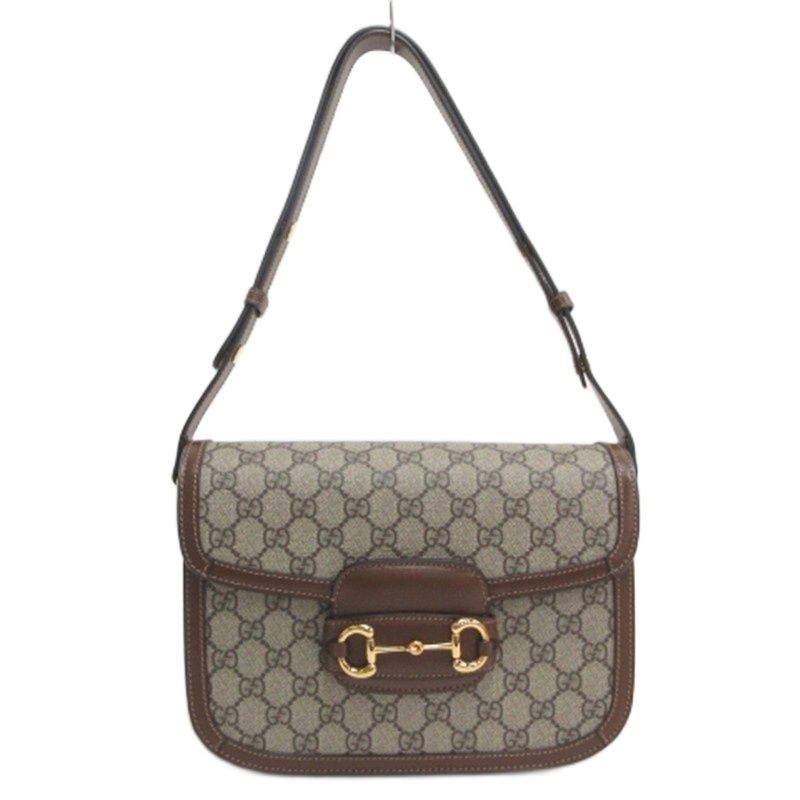 Gucci GG Supreme Horsebit Shoulder Bag Brown