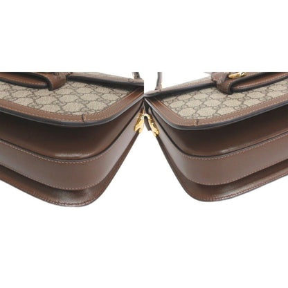 Gucci GG Supreme Horsebit Shoulder Bag Brown — view 6