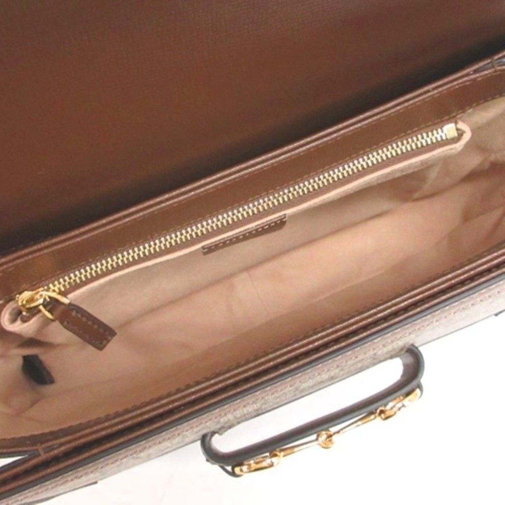 Gucci GG Supreme Horsebit Shoulder Bag Brown — view 8