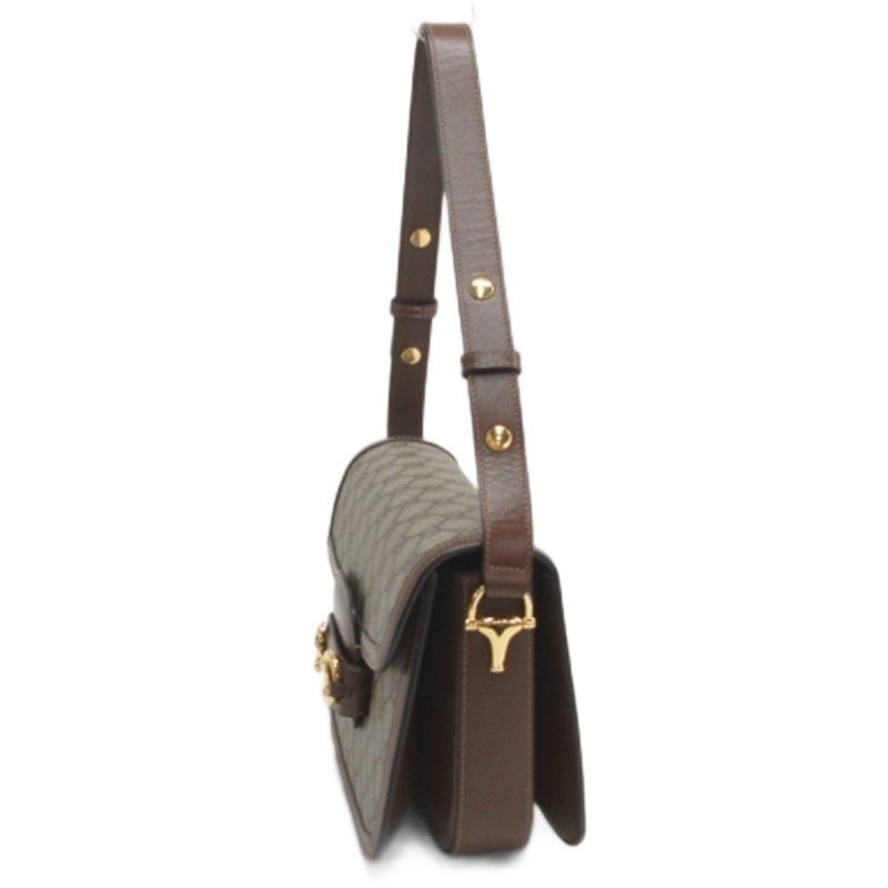 Gucci GG Supreme Horsebit Shoulder Bag Brown — view 2