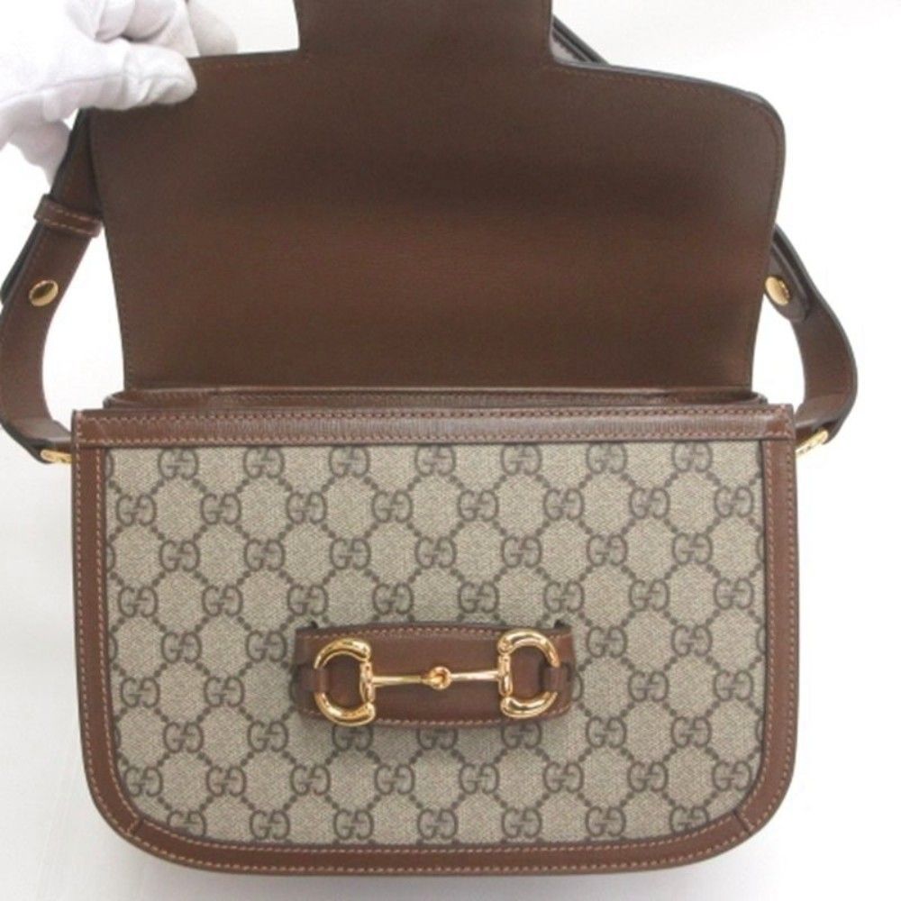 Gucci GG Supreme Horsebit Shoulder Bag Brown — view 7