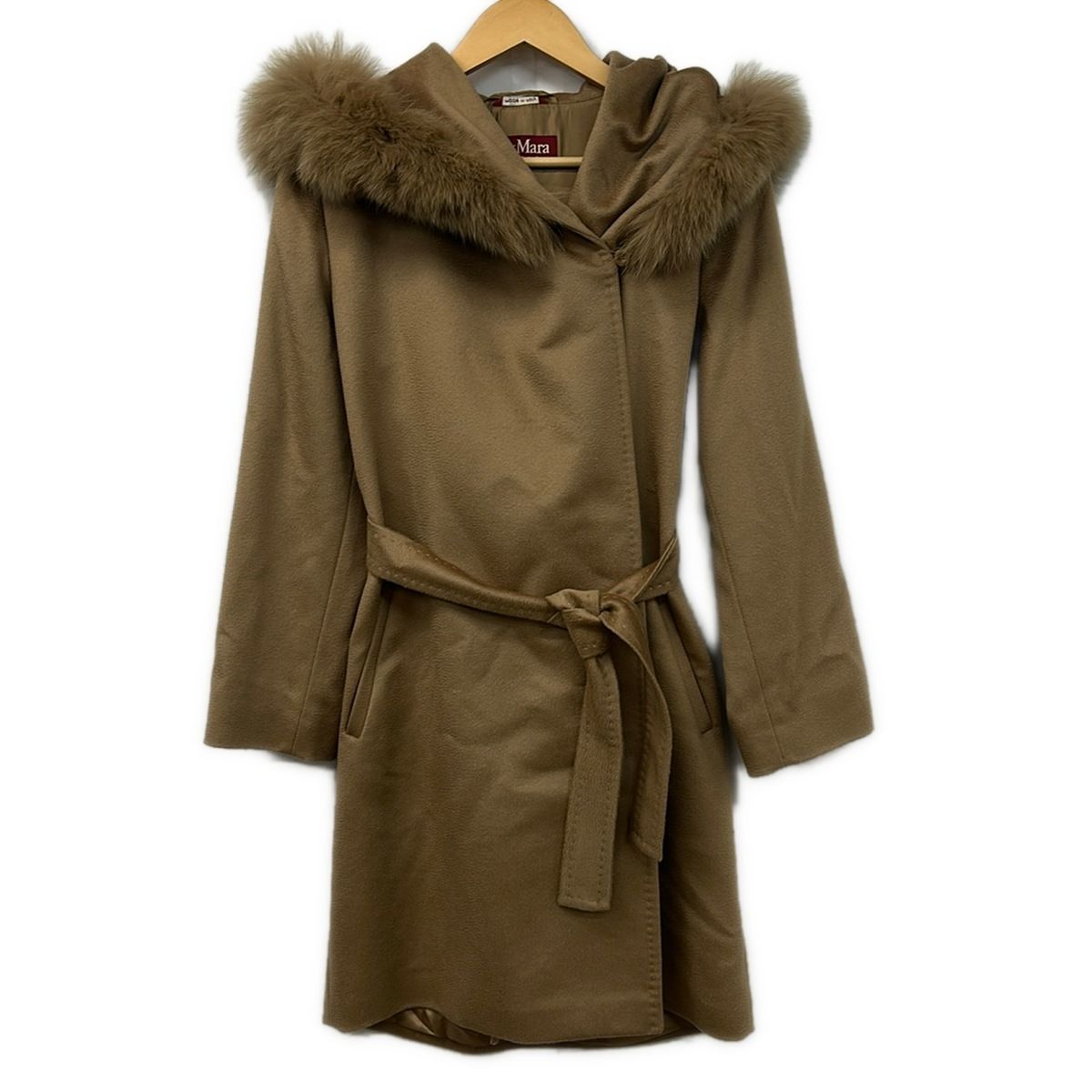 Max Mara Studio Coat 2 Brown Long Sleeve Fur Fall Winter M